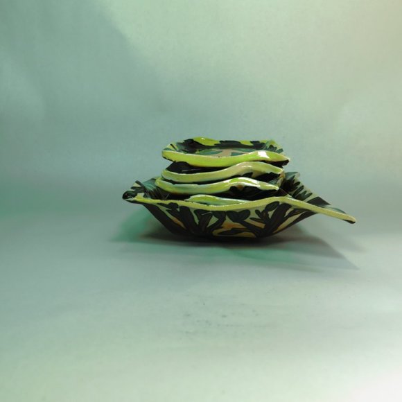 Unique Slab Pottery 5 Piece Set - Picture 6 of 8